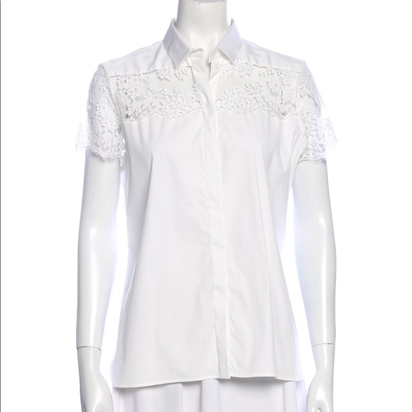 Valentino White Short Sleeve Button-up Blouse L - Picture 1 of 8